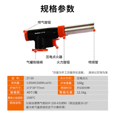 巖谷ZT-09噴槍 野餐燒烤的得力助手與專業(yè)廚房的多能工具